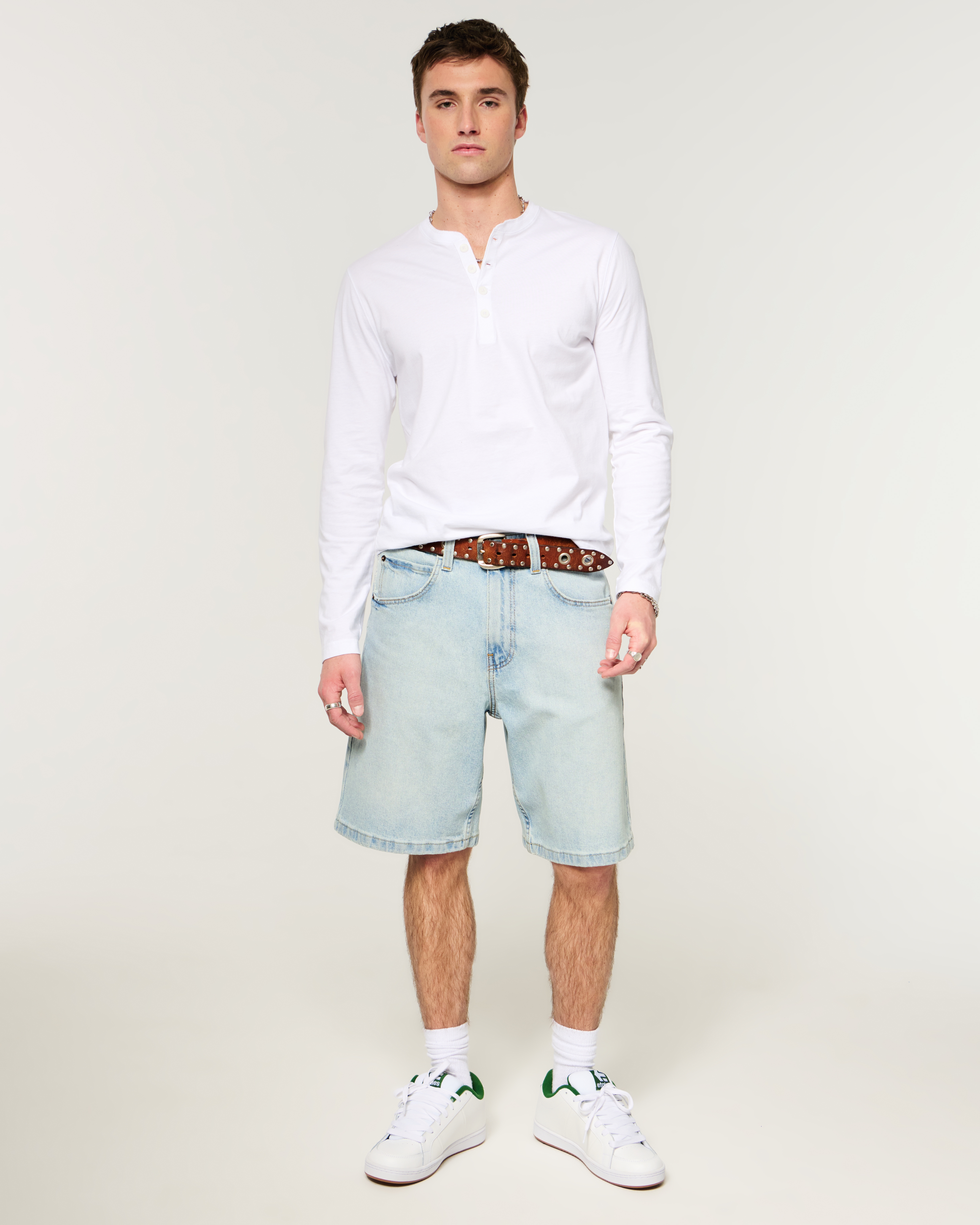 At-the-Knee Light Wash Baggy Denim Shorts