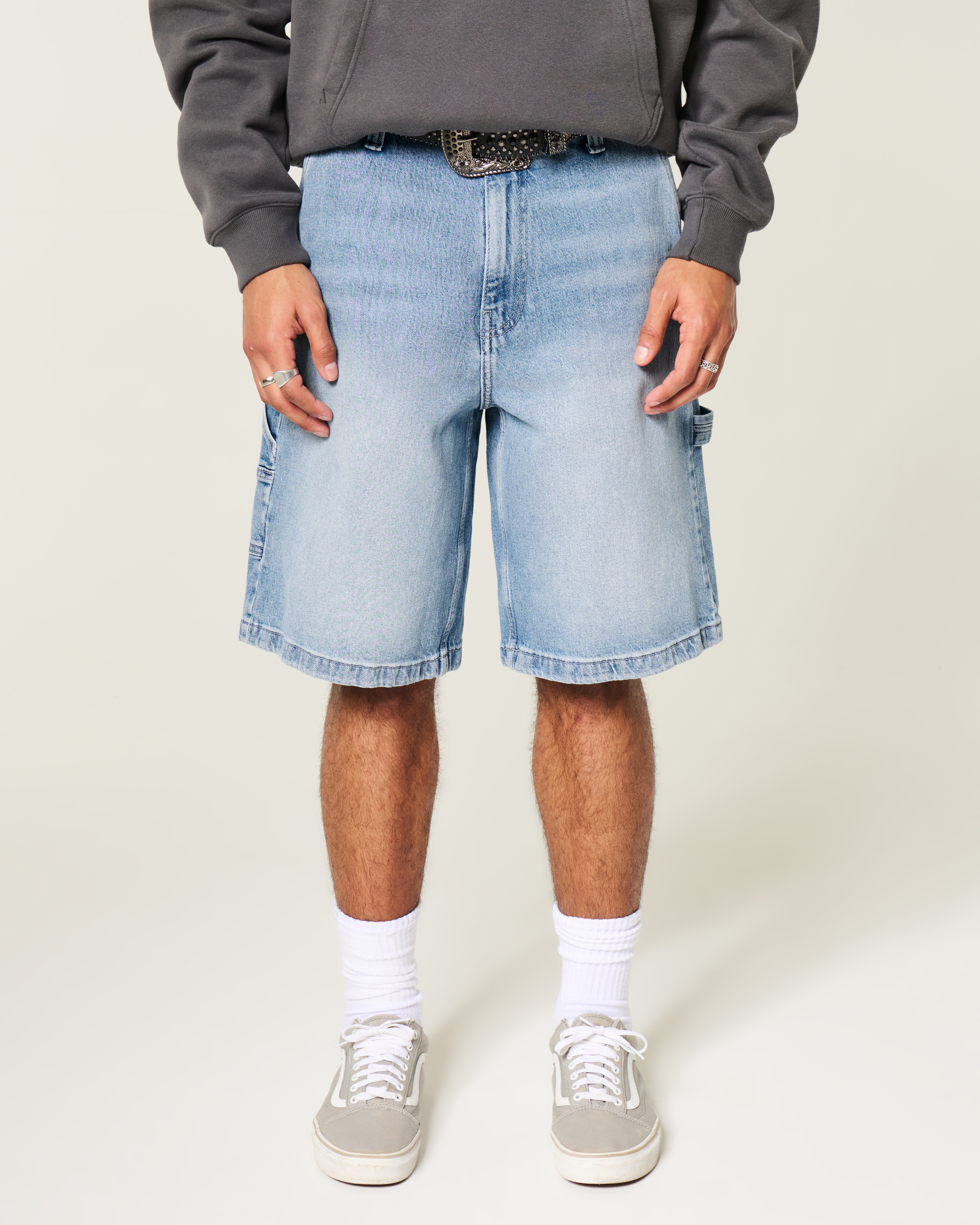 Medium Wash Super Baggy Painter Jean Shorts