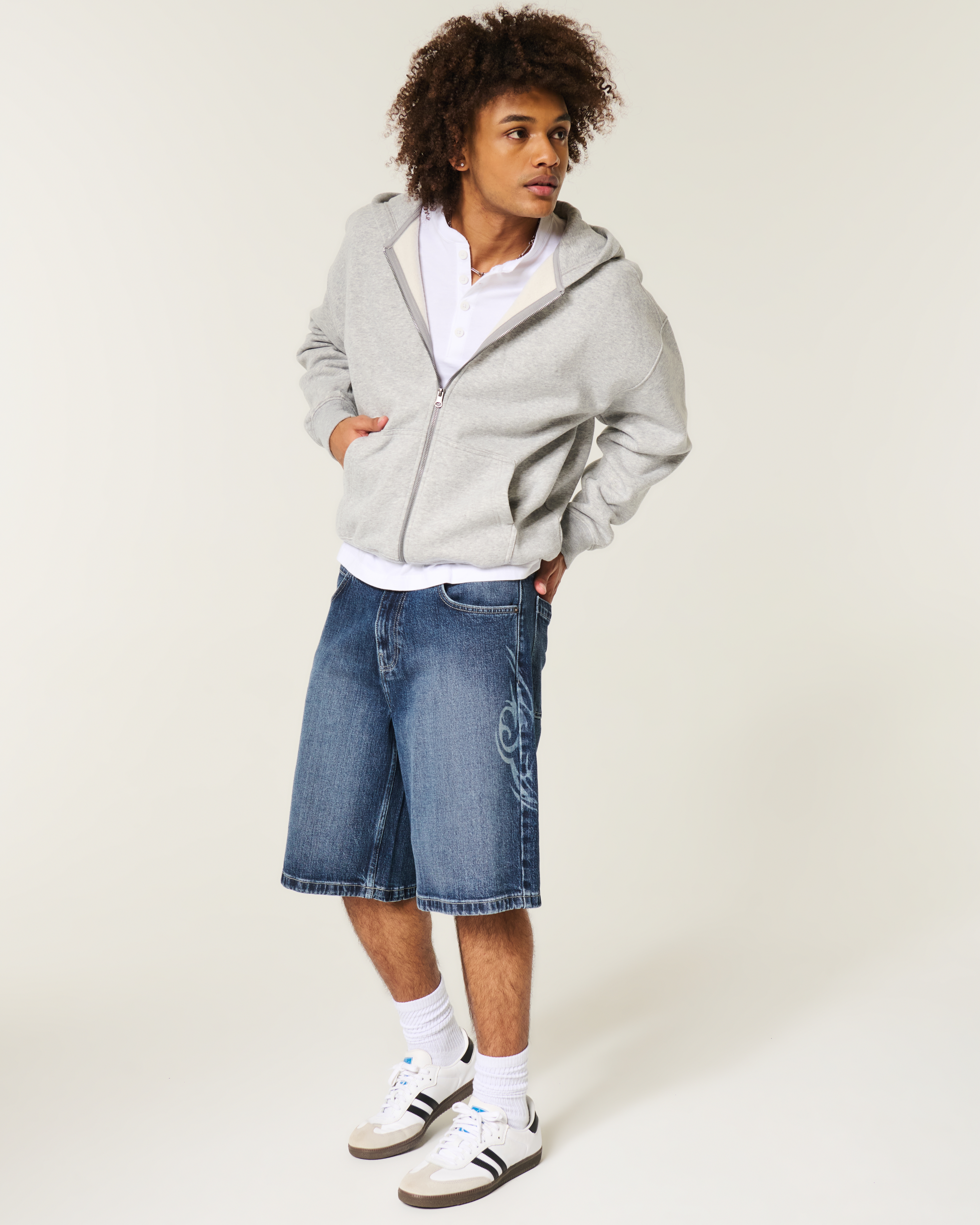 Cyber Sigilism Graphic Super Baggy Denim Shorts