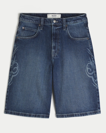 Men's Cyber Sigilism Graphic Super Baggy Jean Shorts | Men's