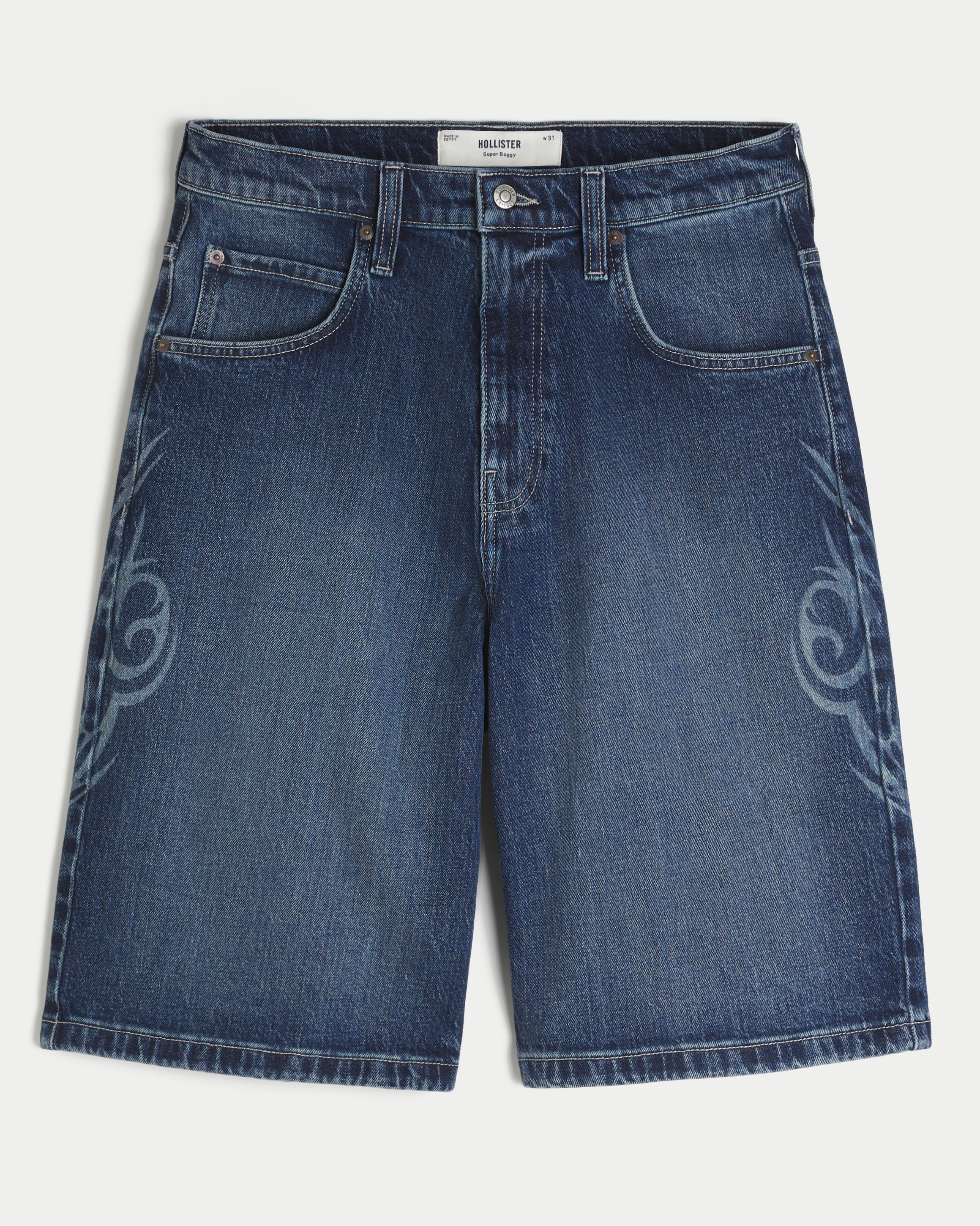 Cyber Sigilism Graphic Super Baggy Jean Shorts
