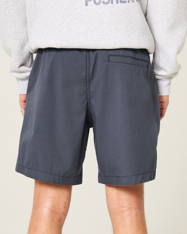 Above-the-Knee Twill Pull-On Shorts, Deep Navy Blue view 2