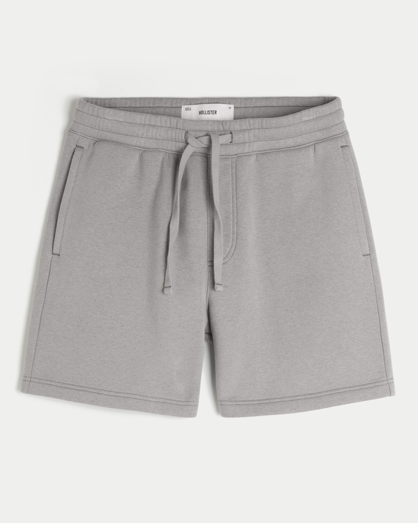 Above-the-Knee Baggy Fleece Shorts, Dark Gray view 1