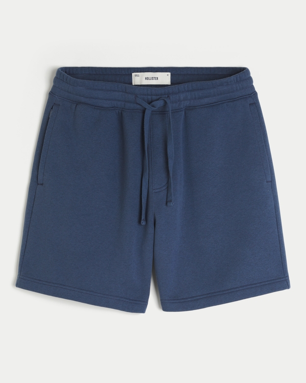 Above-the-Knee Baggy Fleece Shorts, Navy view 1