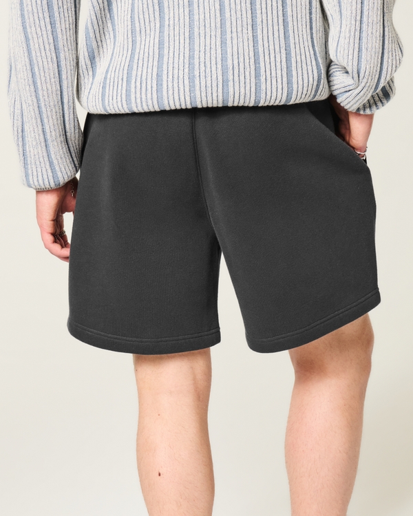 Above-the-Knee Baggy Fleece Shorts, Faded Black view 2