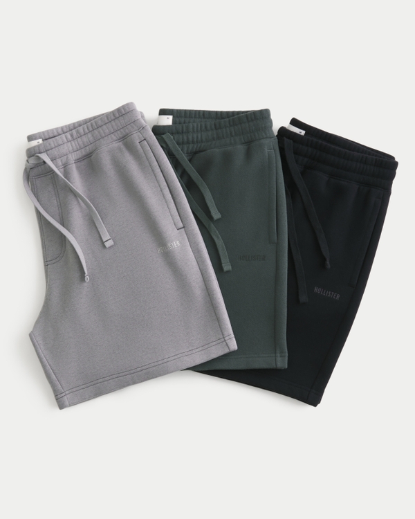 Above-the-Knee Baggy Fleece Logo Shorts 3-Pack, Multi view 1