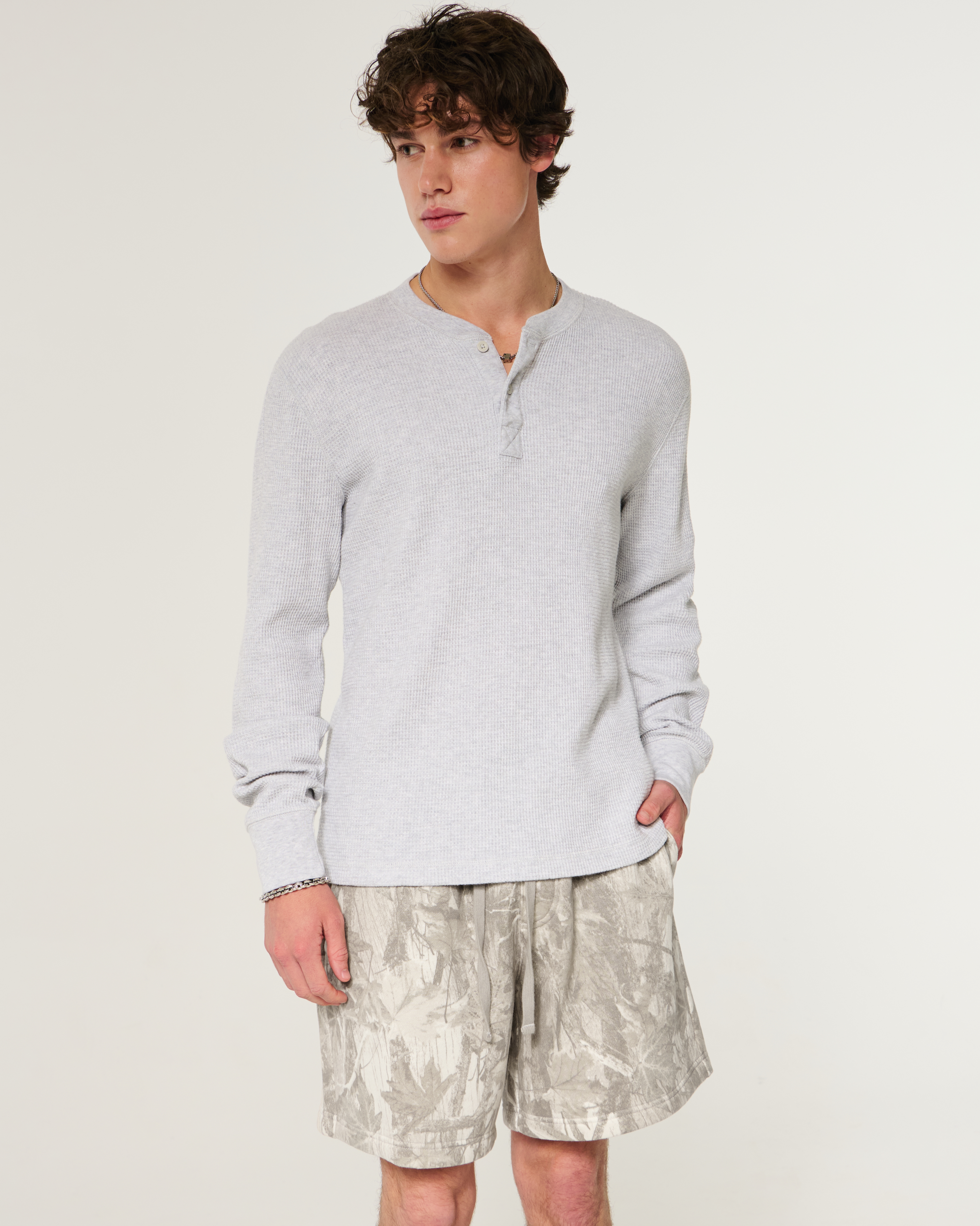 Above-the-Knee Baggy Fleece Camo Shorts
