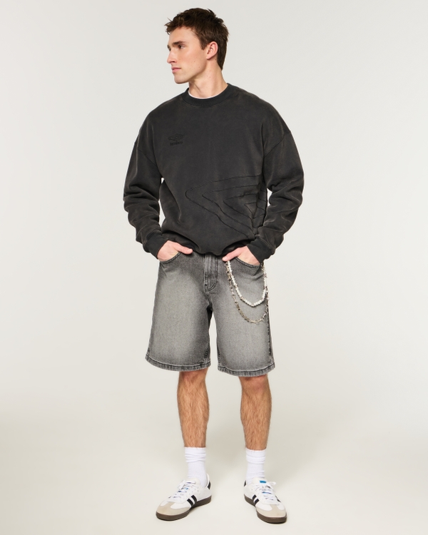 Baggy Denim Short, Washed Dark Gray view 1