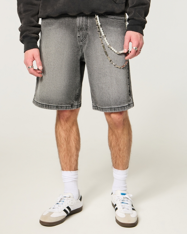 Baggy Denim Short, Washed Dark Gray view 2