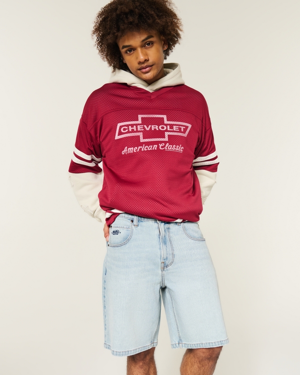 Light Wash Baggy Denim Shorts, Light view 1