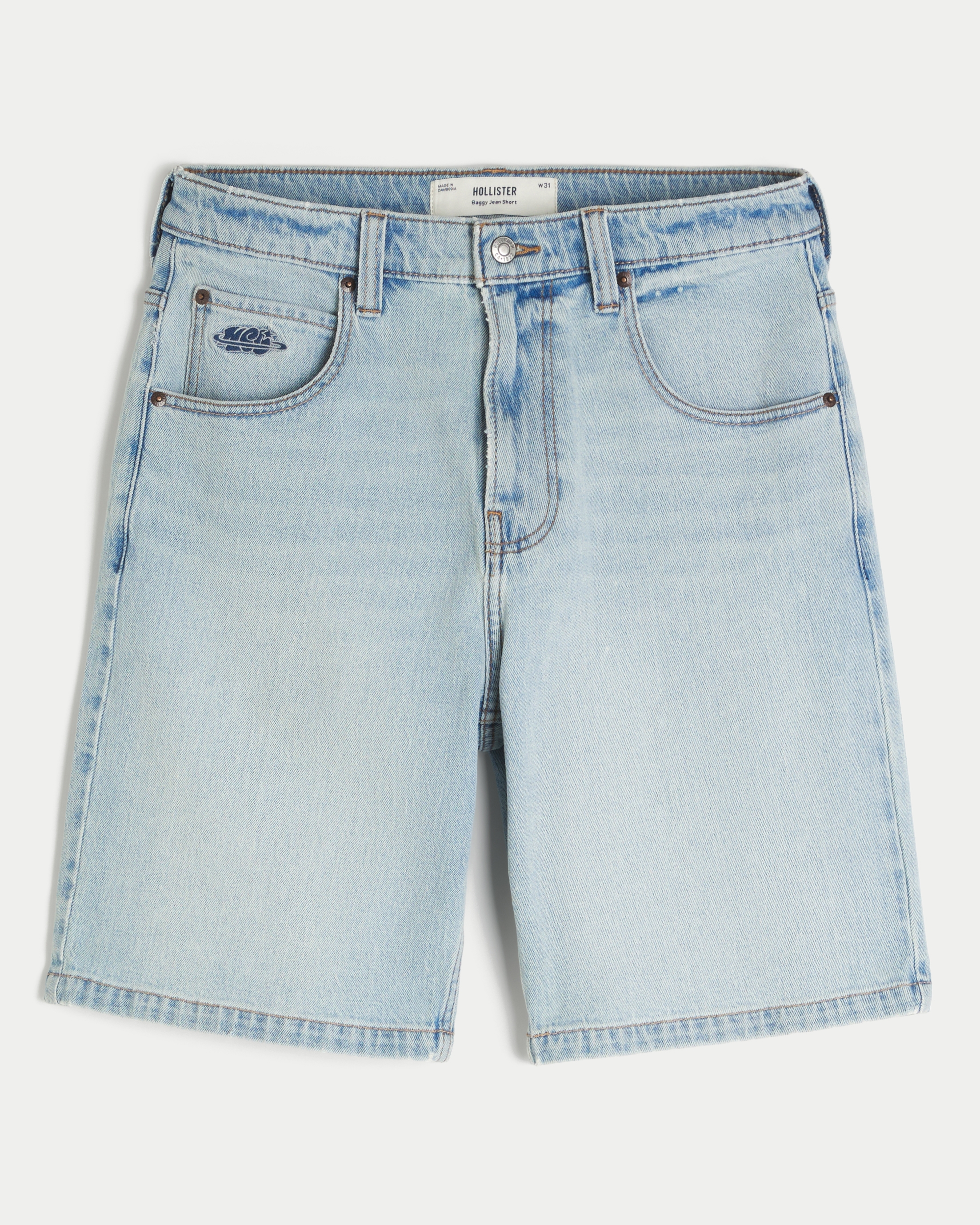 Light Wash Baggy Jean Shorts