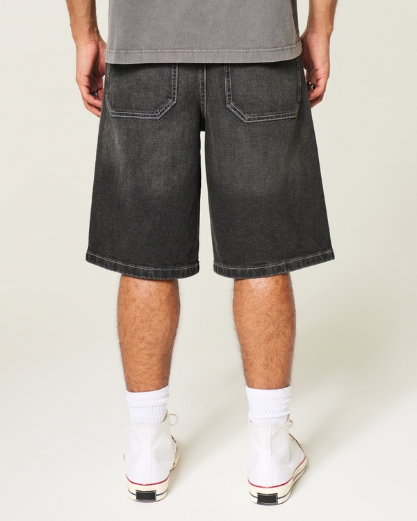 Men's Black Super Baggy Jean Shorts | Men's Clearance