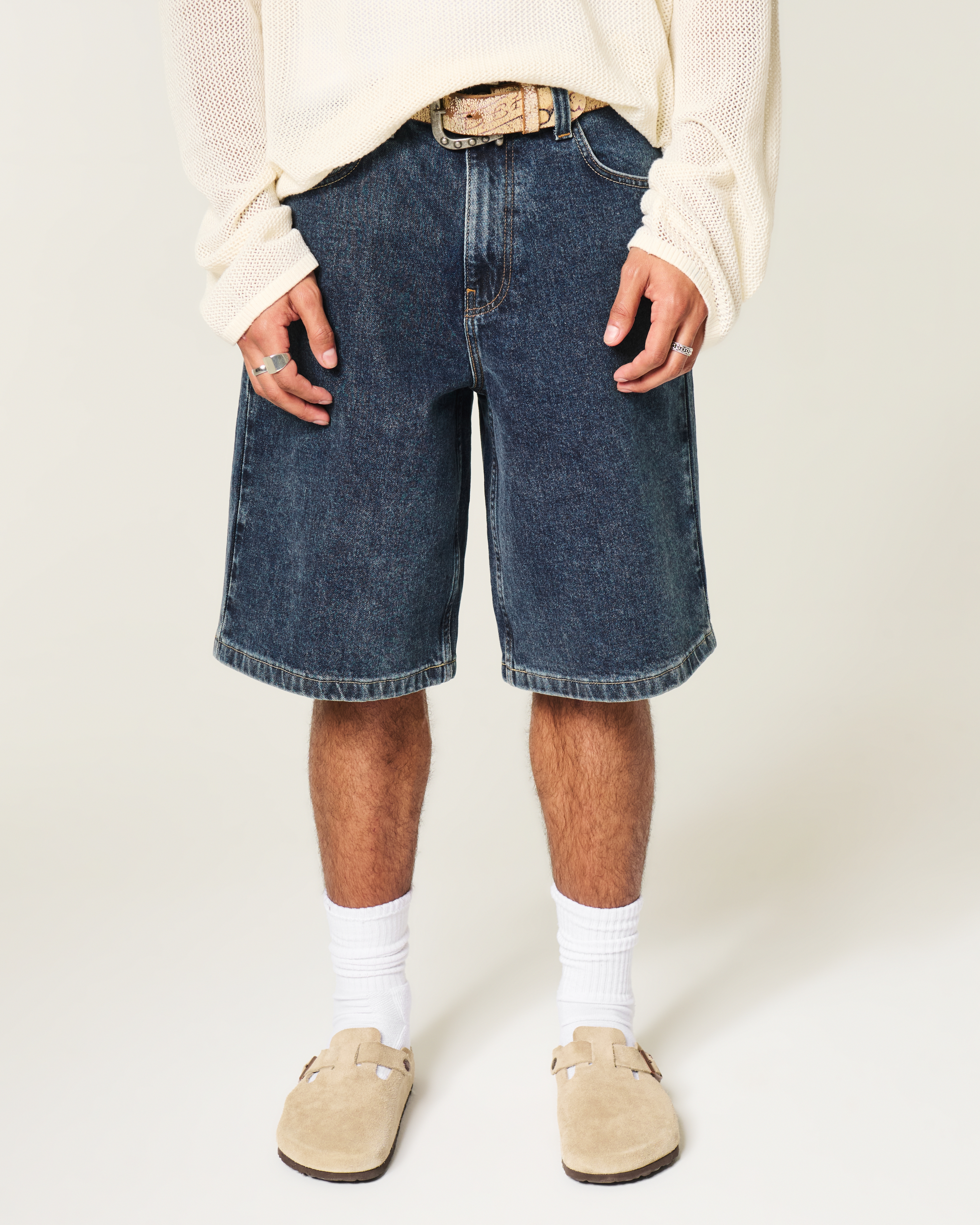 Dark Wash Super Baggy Jean Shorts
