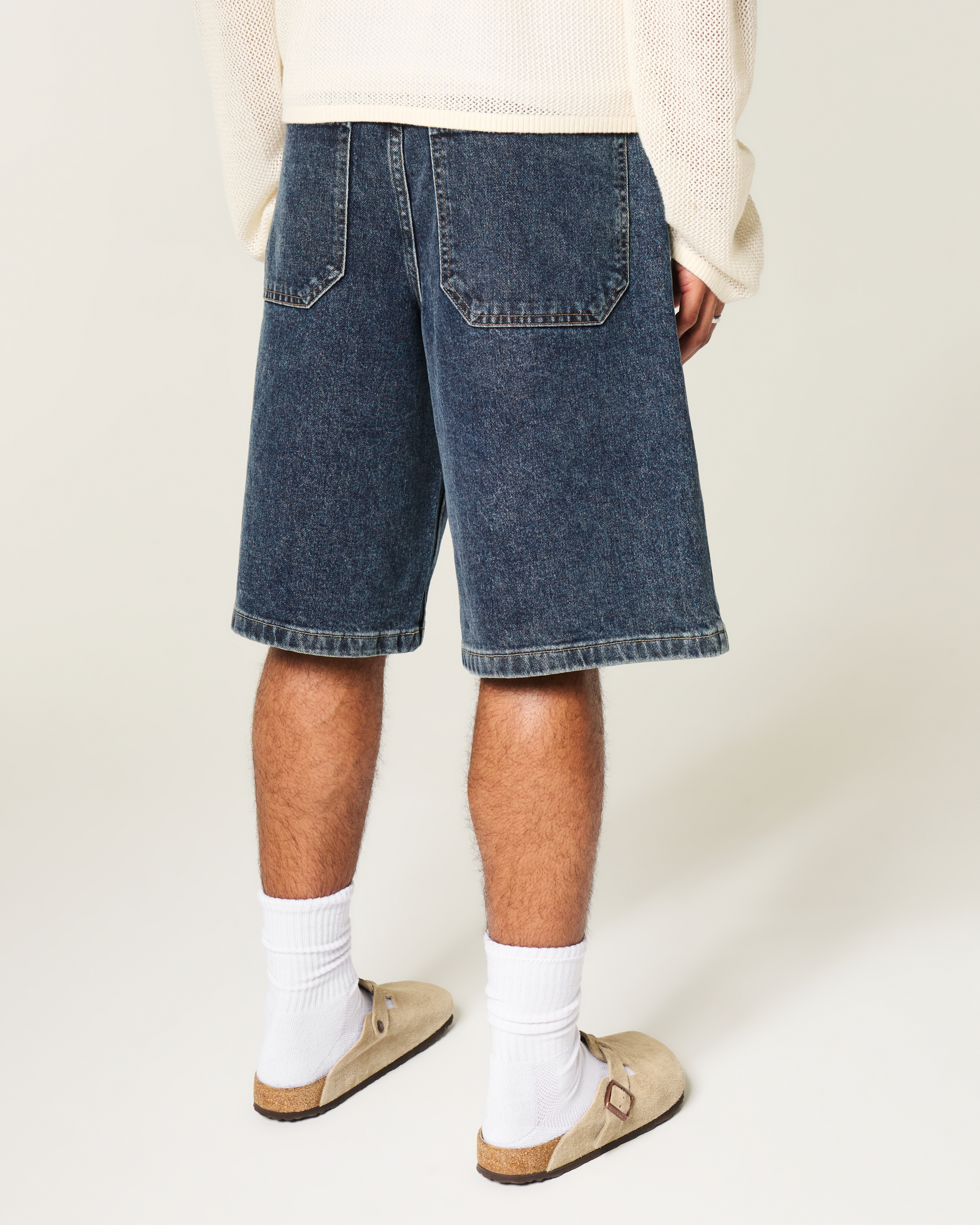Dark Wash Super Baggy Jean Shorts