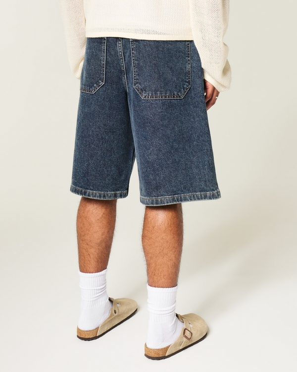 Men's Dark Wash Super Baggy Jean Shorts | Men's Bottoms