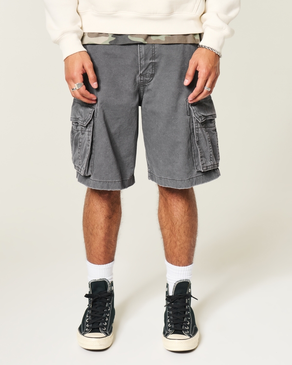 Baggy Cargo Shorts, Charcoal view 2