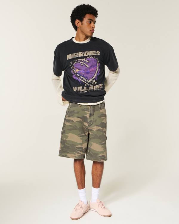 Camo Baggy Jean Shorts, Camo view 1