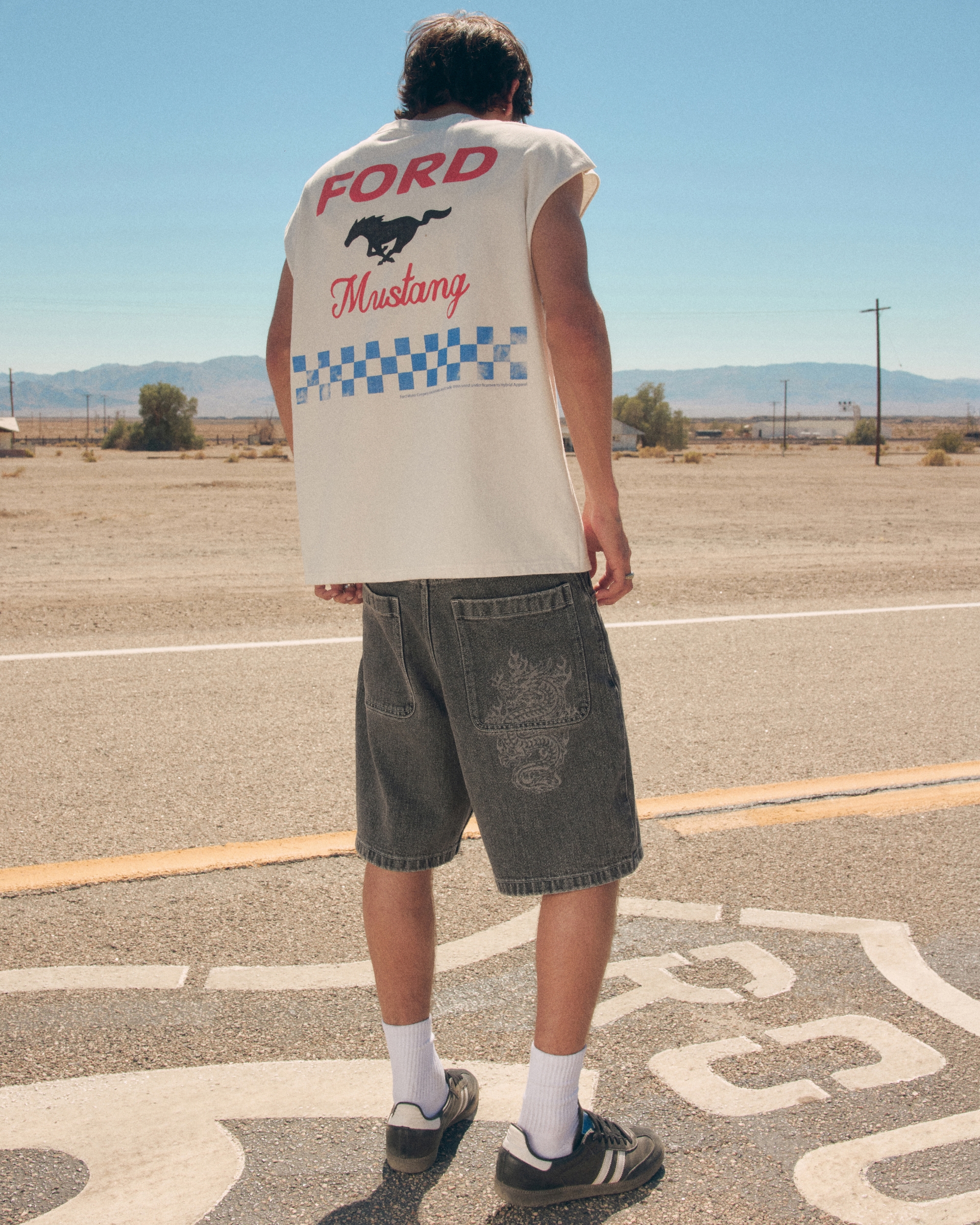 Dragon Graphic Baggy Jean Shorts