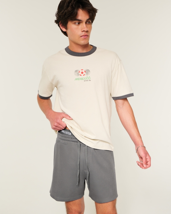 Mid-Thigh Cooling Fleece Shorts, Dark Gray view 1