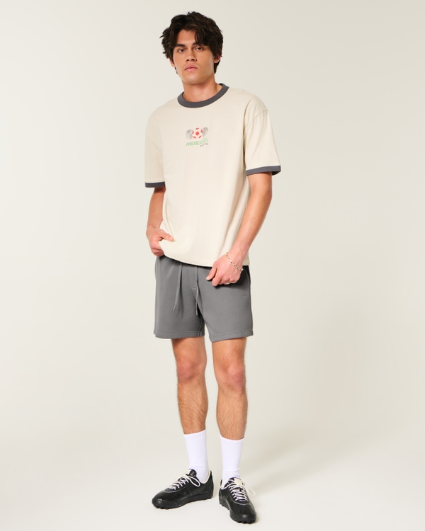 Mid-Thigh Cooling Fleece Shorts, Dark Gray view 2