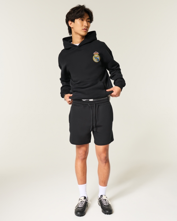 Mid-Thigh Cooling Fleece Shorts, Black view 2