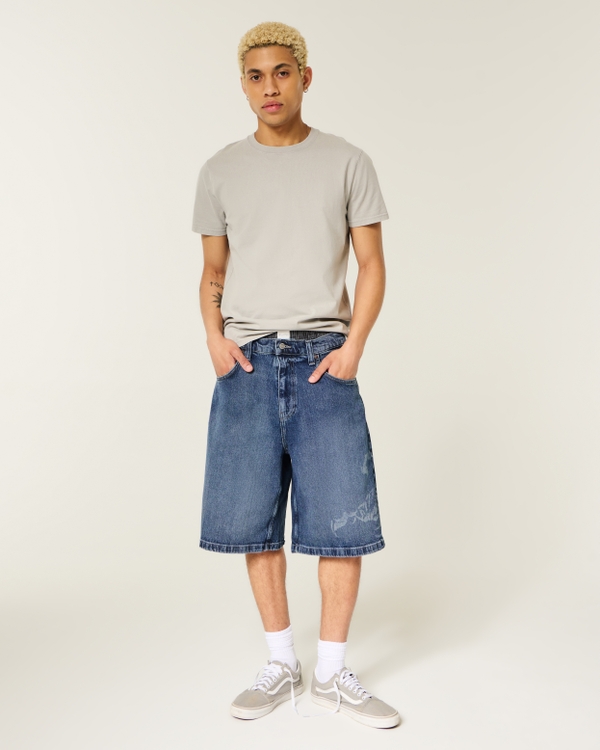 Scorpion Graphic Baggy Jean Shorts, Medium view 1