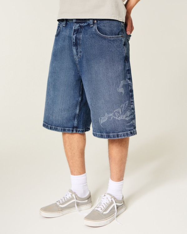 Scorpion Graphic Baggy Jean Shorts, Medium view 2