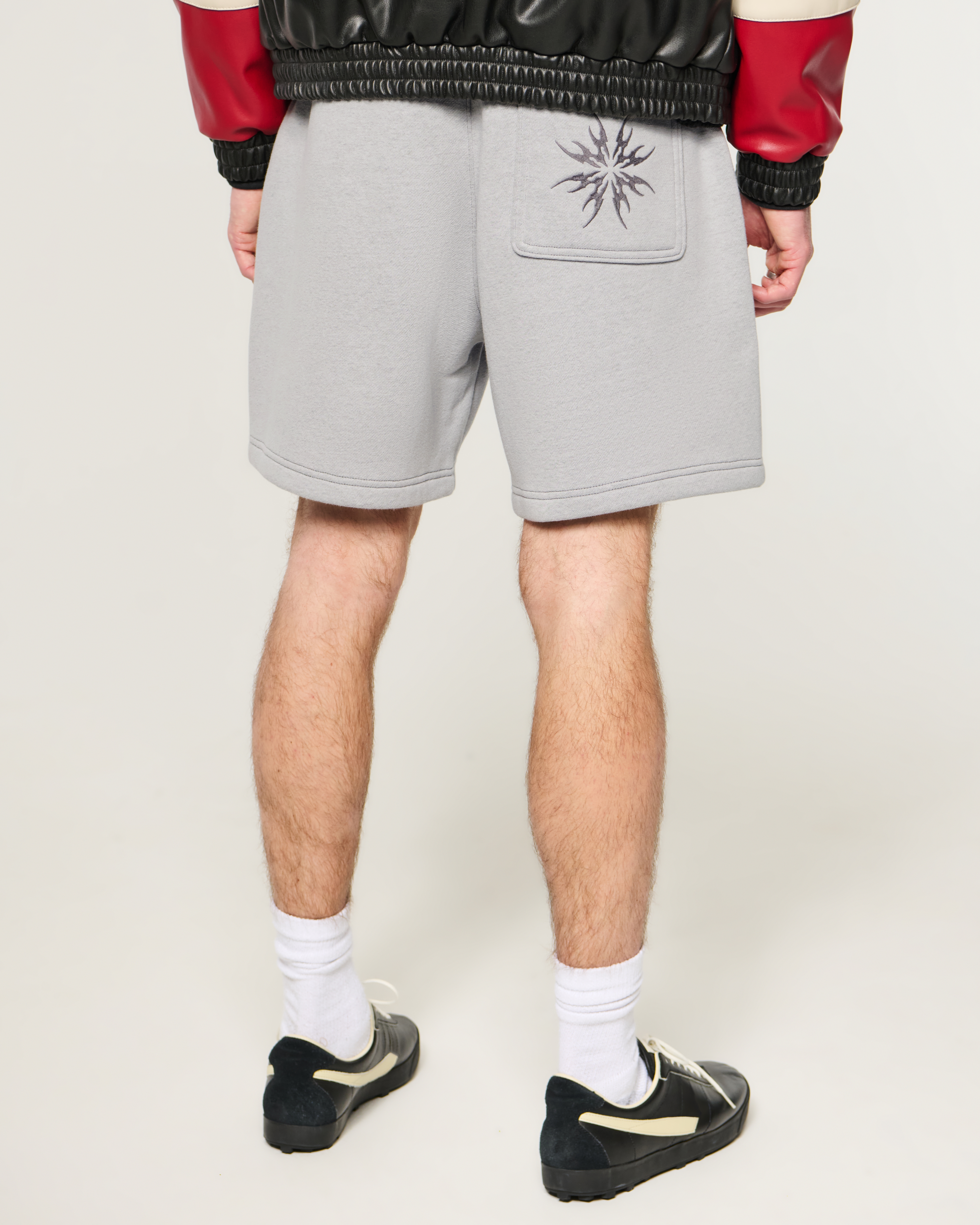 Above-the-Knee Cyber Sigilism Graphic Baggy Fleece Shorts