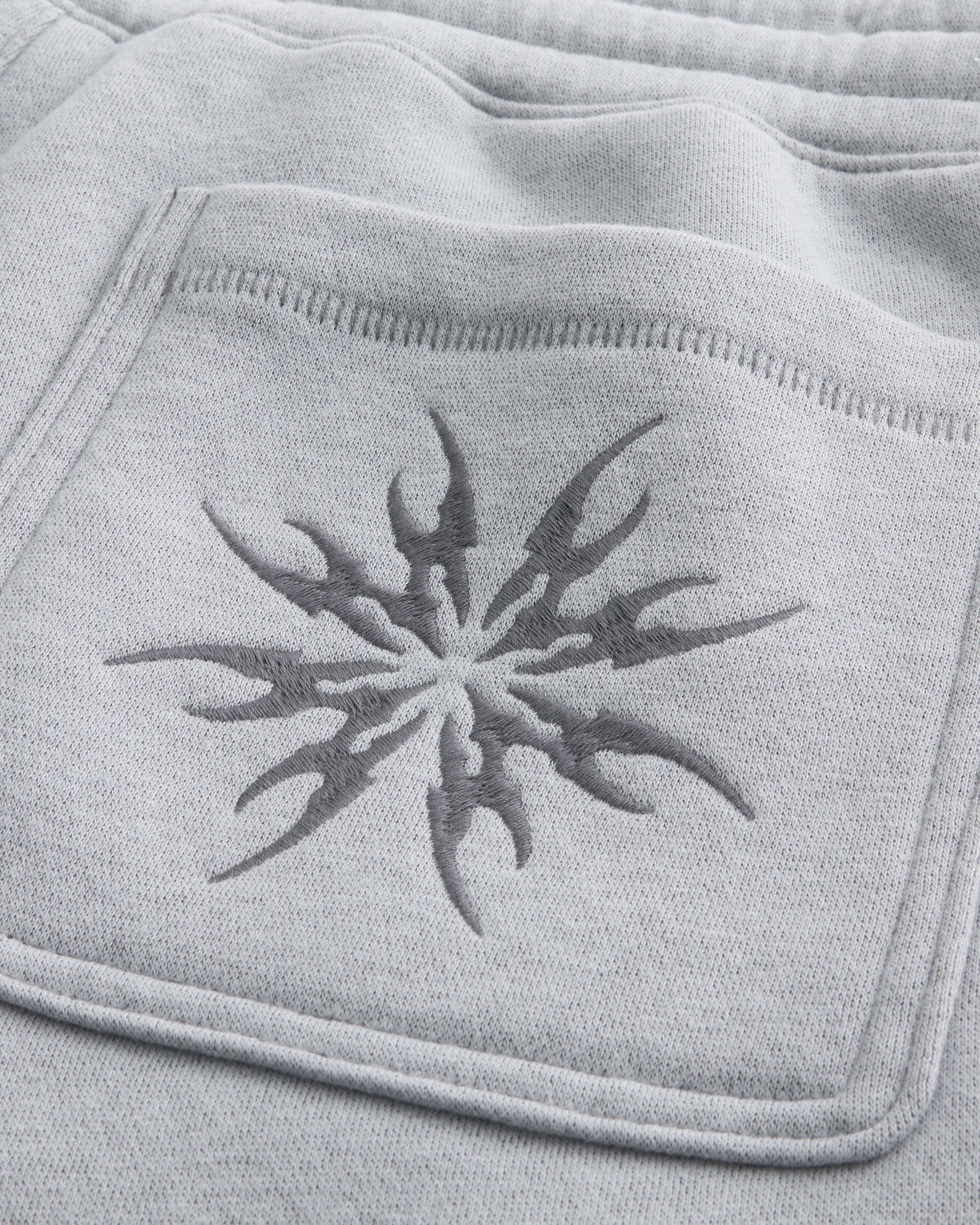 Above-the-Knee Cyber Sigilism Graphic Baggy Fleece Shorts