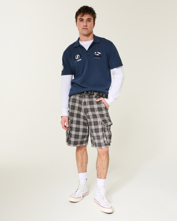 Plaid Cargo Shorts, Faded Black Plaid view 2