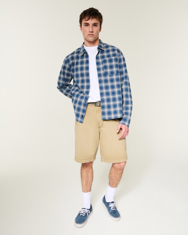 Twill Baggy Shorts, Khaki view 2