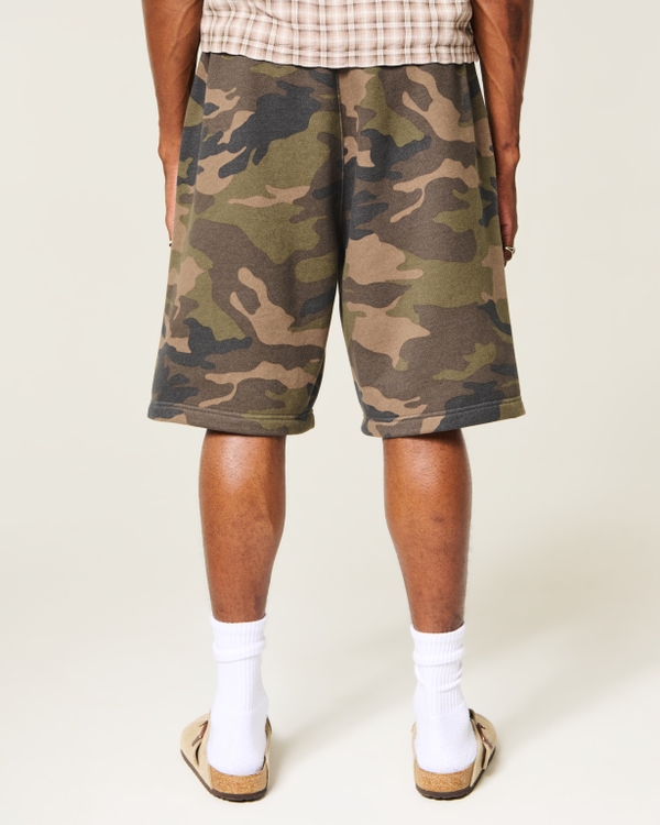 Men's Hollister Feel Good At-the-Knee Camo Baggy Fleece Shorts