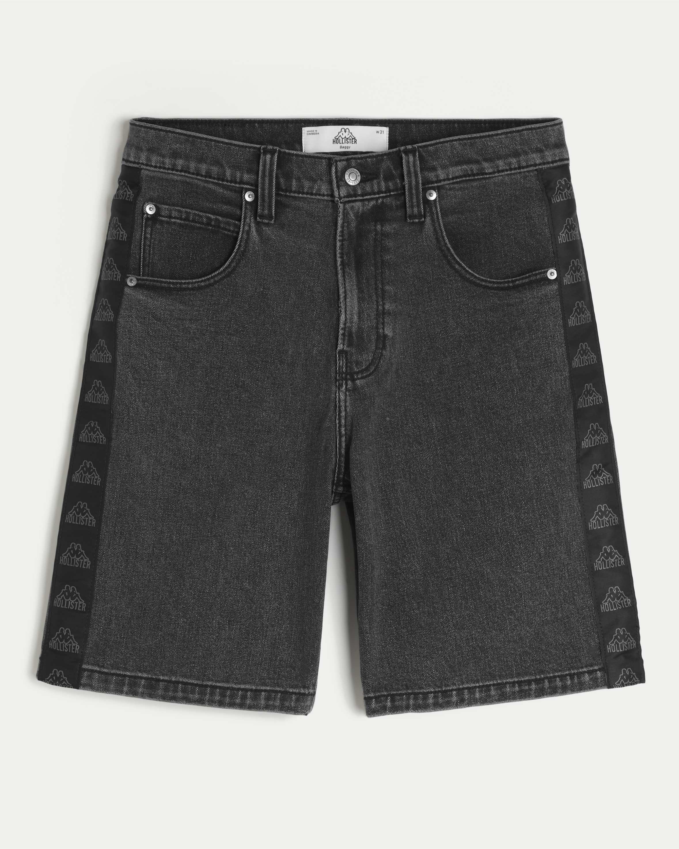 Hollister + Kappa Black Baggy Jean Shorts
