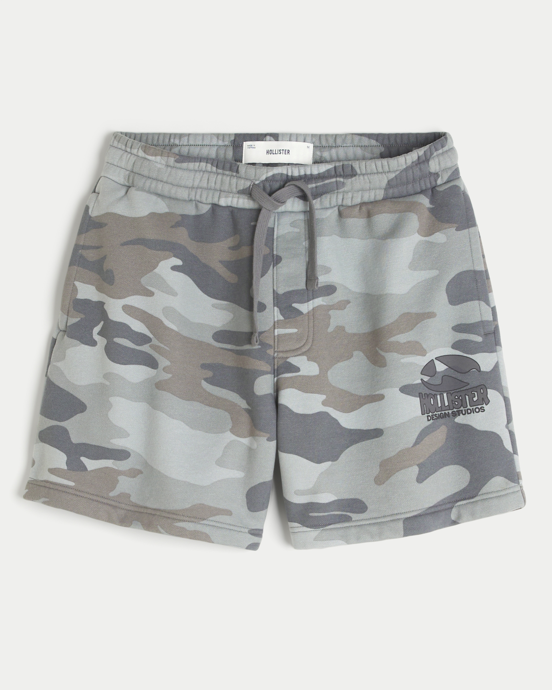 Above-the-Knee Logo Graphic Camo Baggy Fleece Shorts