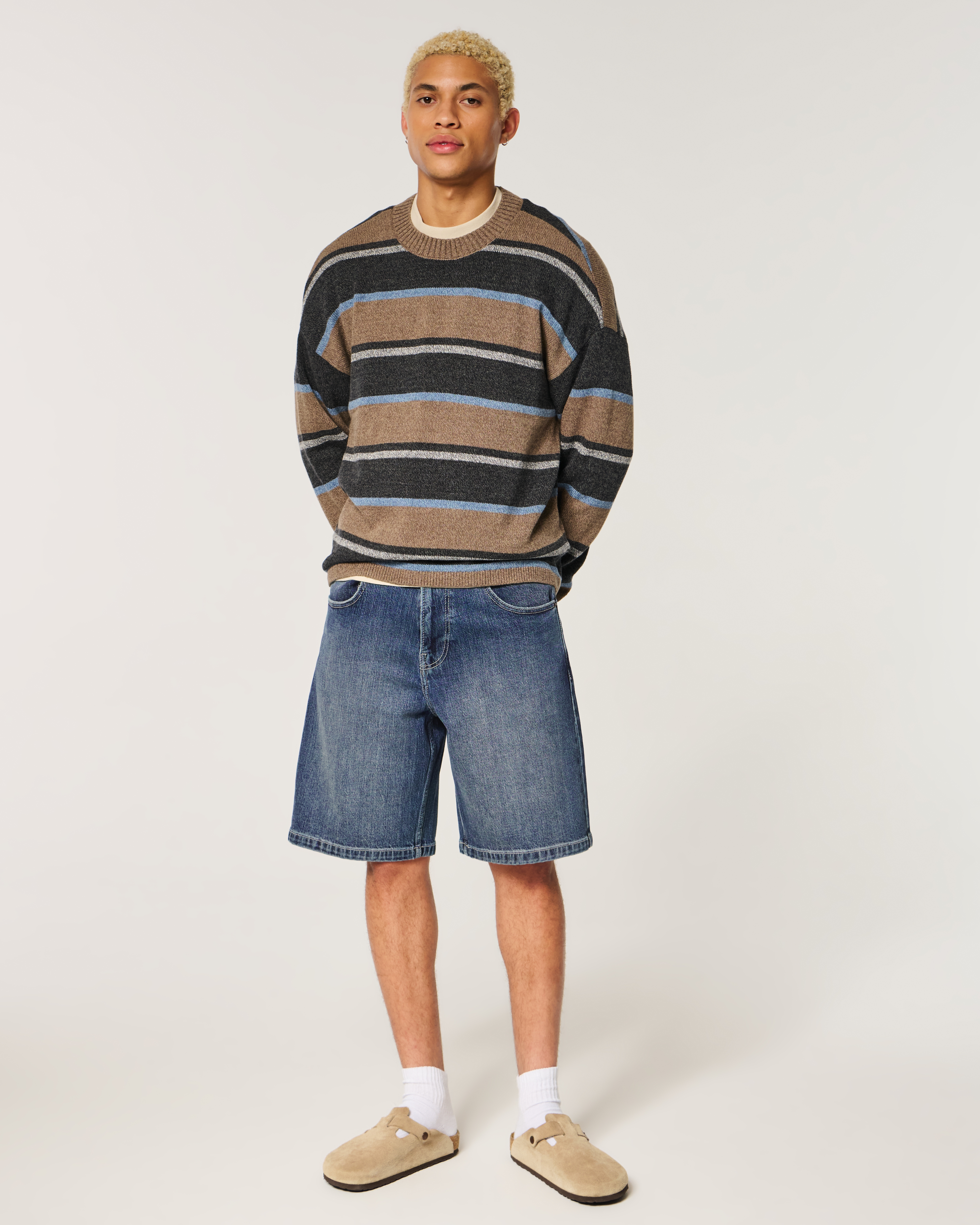 Snake Graphic Baggy Jean Shorts
