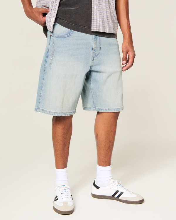 Cybercigilism Graphic Baggy Jean Shorts, Medium view 2