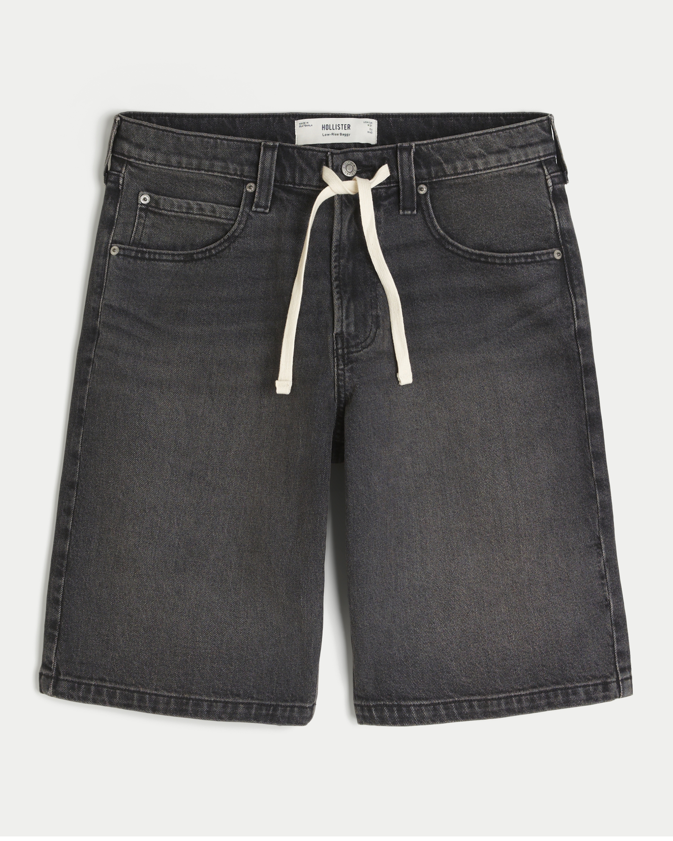 Low-Rise Drawstring Waist Baggy Jean Shorts