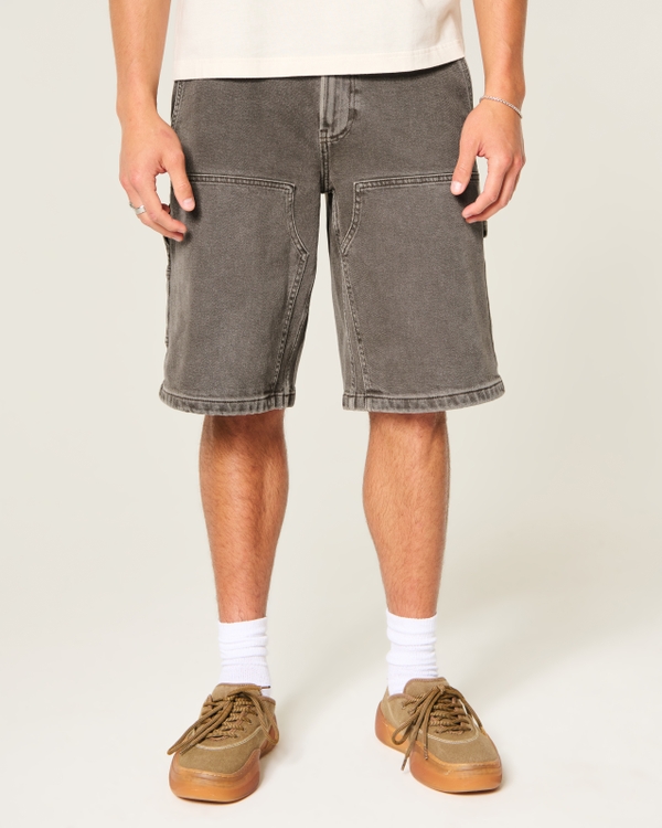 Low-Rise Baggy Jean Shorts, Washed Brown view 2