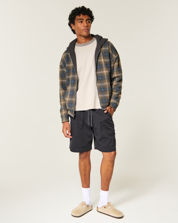At-the-Knee Baggy Pull-On Shorts, Charcoal view 2