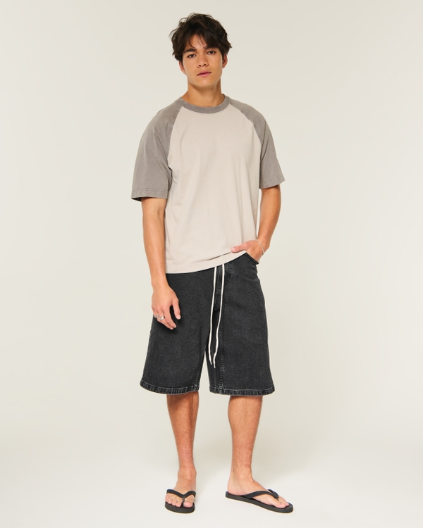 Extreme Baggy Jean Shorts, Black view 1