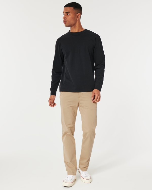 Slim Straight Chino Pants, Light Khaki Twill