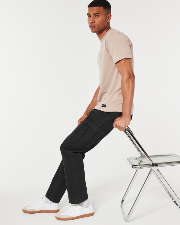 Slim Straight Cargo Pants, Black