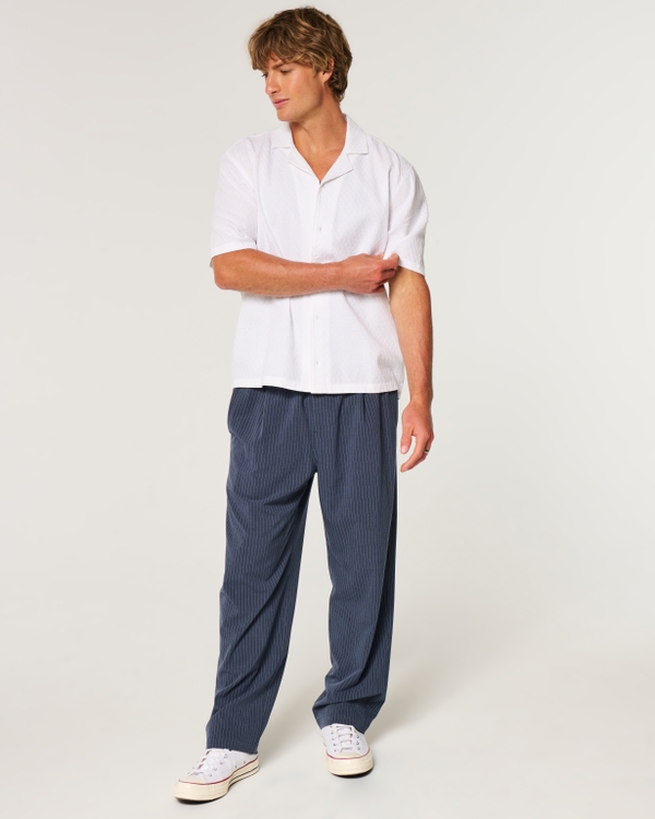 Baggy Menswear Pull-On Pants, Gray Blue Stripe view 1