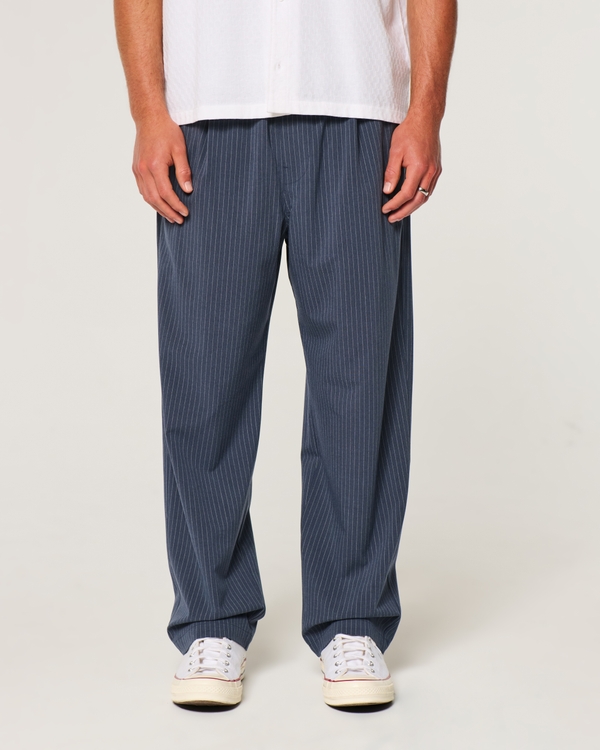 Baggy Menswear Pull-On Pants, Gray Blue Stripe view 2