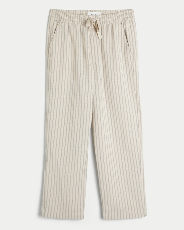 Textural Baggy Pull-On Pants, Cream Stripe view 1