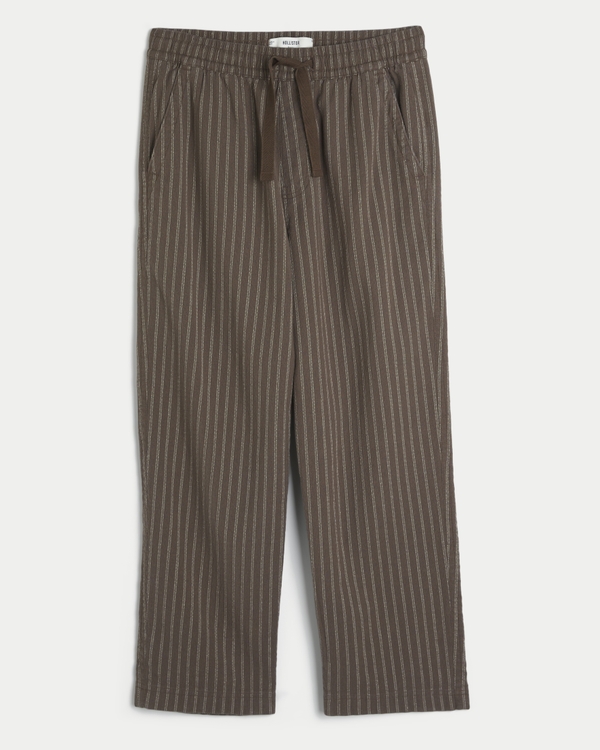 Textural Baggy Pull-On Pants, Brown Stripe view 1