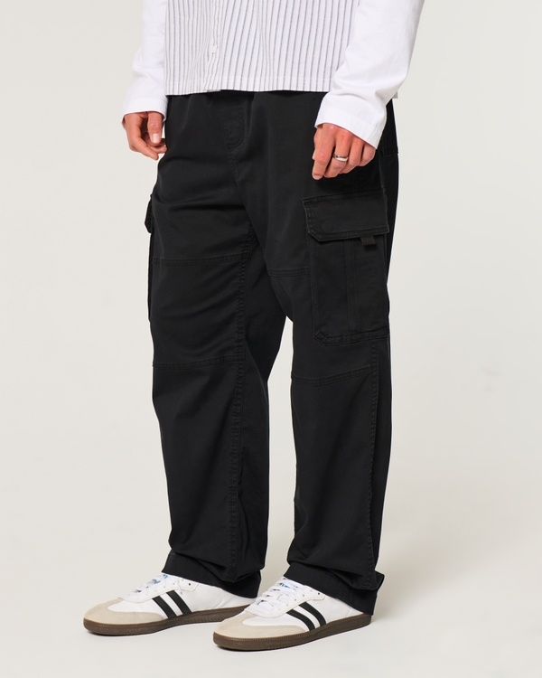 Baggy Pull-On Cargo Pants, Black view 2