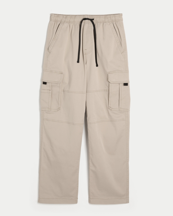 Baggy Pull-On Cargo Pants, Khaki view 1
