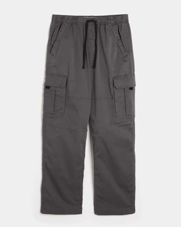 Baggy Pull-On Cargo Pants, Charcoal view 1