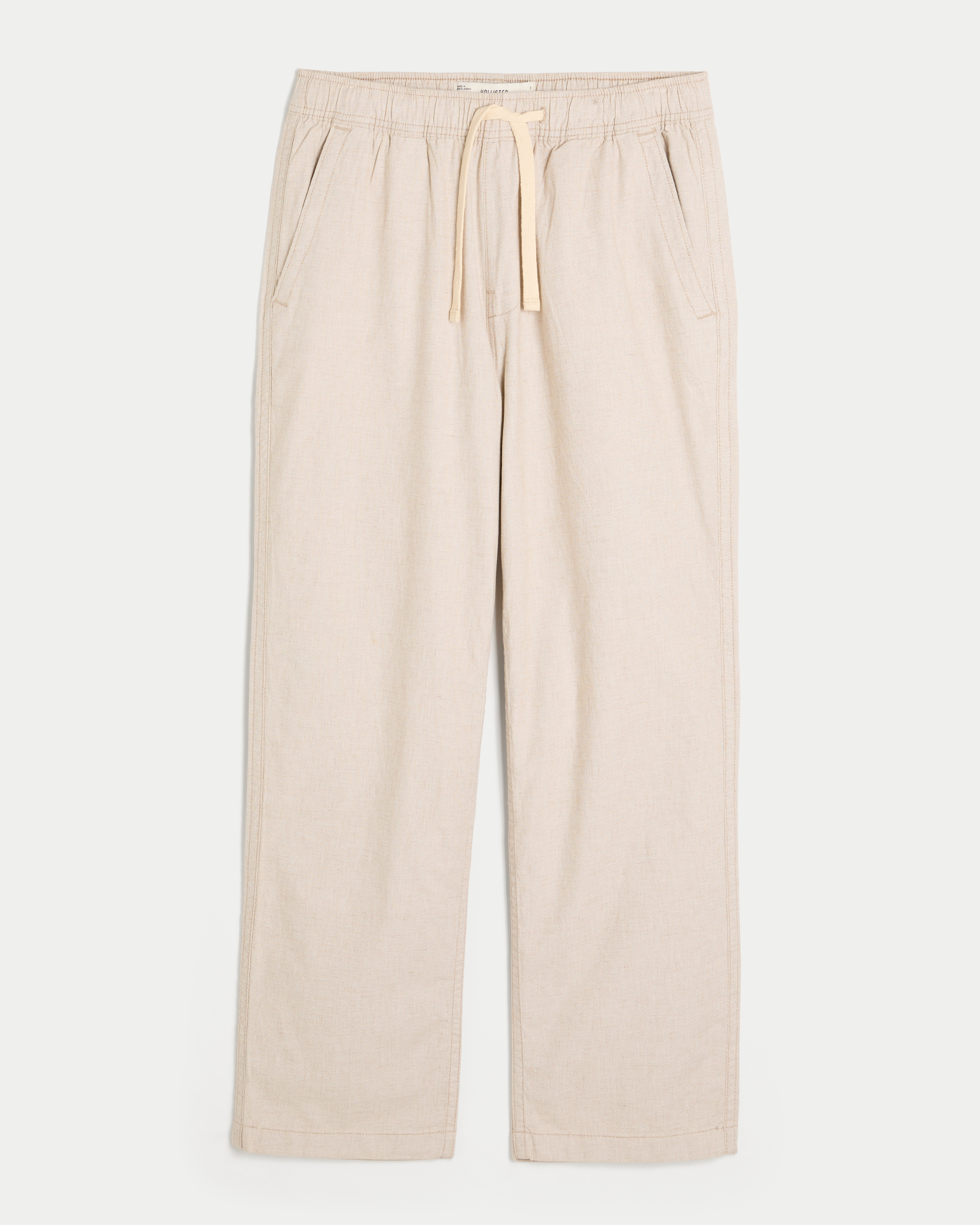 Relaxed Straight Linen-Blend Pull-On Pants